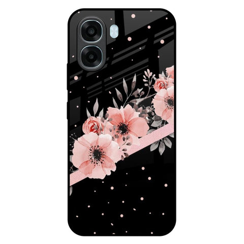 Floral Black Band Oppo A6x 5G Glass Back Cover Online