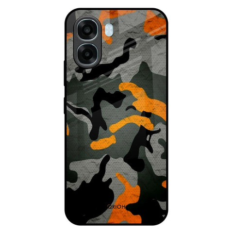 Camouflage Orange Oppo A6x 5G Glass Back Cover Online