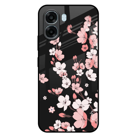 Black Cherry Blossom Oppo A6x 5G Glass Back Cover Online