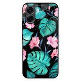Tropical Leaves & Pink Flowers Oppo A6x 5G Glass Back Cover Online
