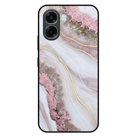 Pink & Gold Gllitter Marble Oppo A6x 5G Glass Back Cover Online