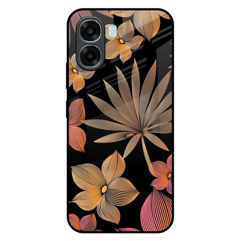 Lines Pattern Flowers Oppo A6x 5G Glass Back Cover Online