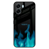 Teal Flames Oppo A6x 5G Glass Back Cover Online