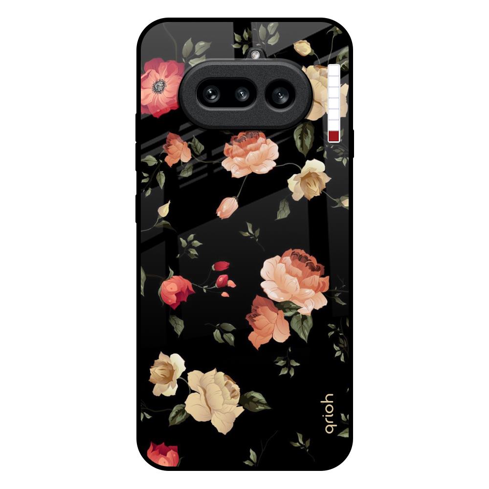 Black Spring Floral Nothing Phone 4a 5G Glass Back Cover Online