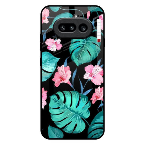 Tropical Leaves & Pink Flowers Nothing Phone 4a 5G Glass Back Cover Online