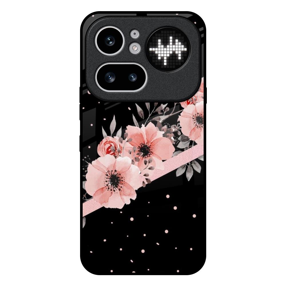 Floral Black Band Nothing Phone 4a Pro 5G Glass Back Cover Online