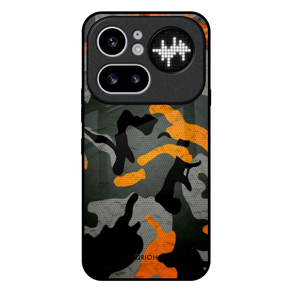 Camouflage Orange Nothing Phone 4a Pro 5G Glass Back Cover Online