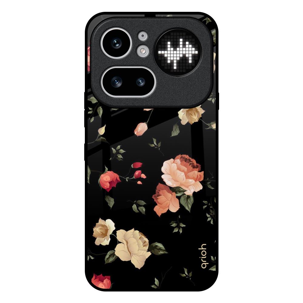 Black Spring Floral Nothing Phone 4a Pro 5G Glass Back Cover Online