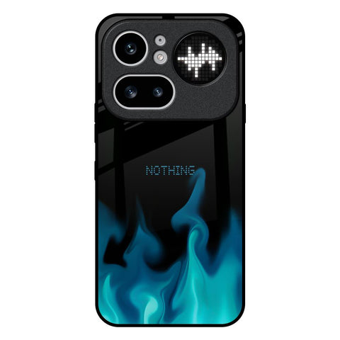 Teal Flames Nothing Phone 4a Pro 5G Glass Back Cover Online