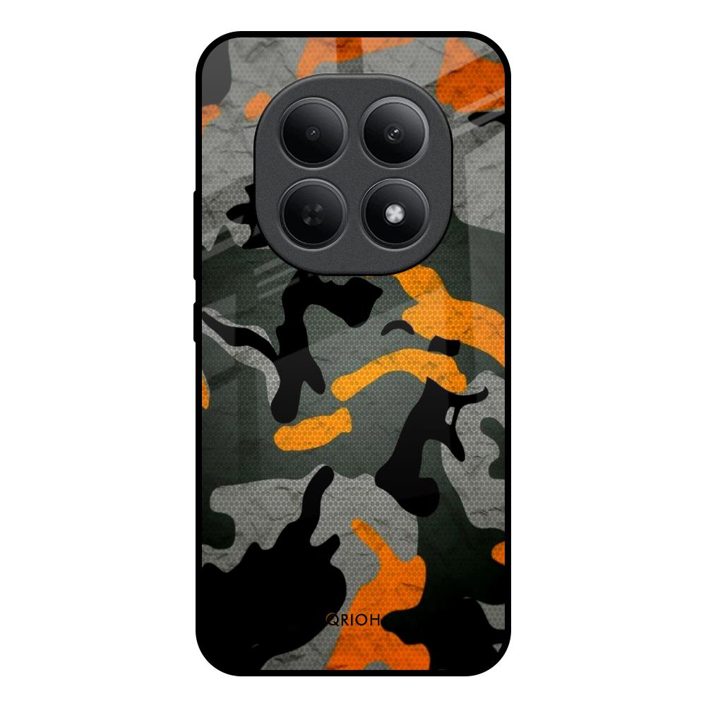 Camouflage Orange Poco M8 5G Glass Back Cover Online