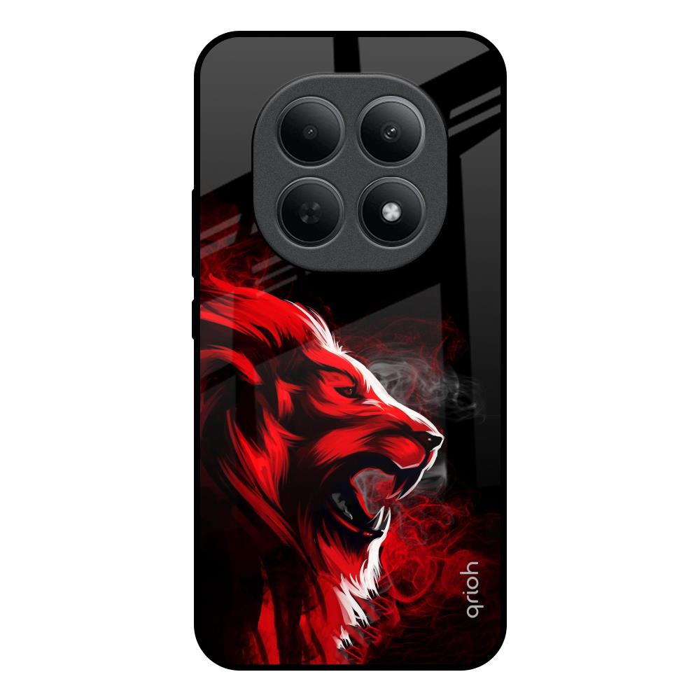 Red Angry Lion Poco M8 5G Glass Back Cover Online