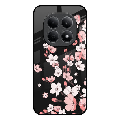 Black Cherry Blossom Poco M8 5G Glass Back Cover Online