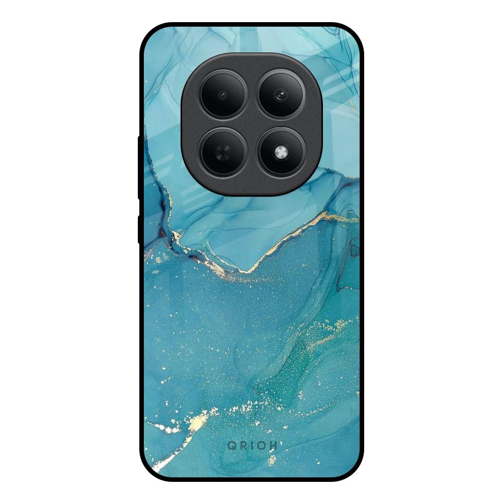Blue Golden Glitter Poco M8 5G Glass Back Cover Online