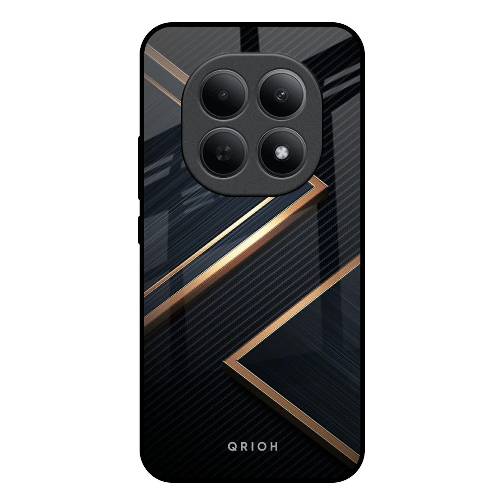 Sleek Golden & Navy Poco M8 5G Glass Back Cover Online