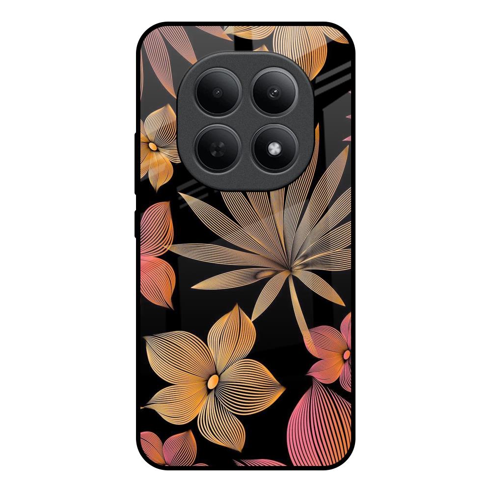 Lines Pattern Flowers Poco M8 5G Glass Back Cover Online