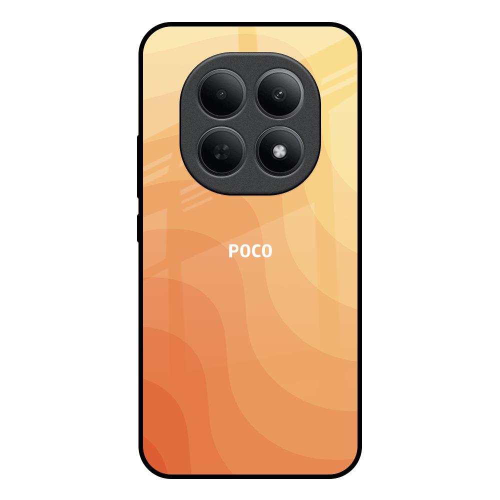 Orange Curve Pattern Poco M8 5G Glass Back Cover Online