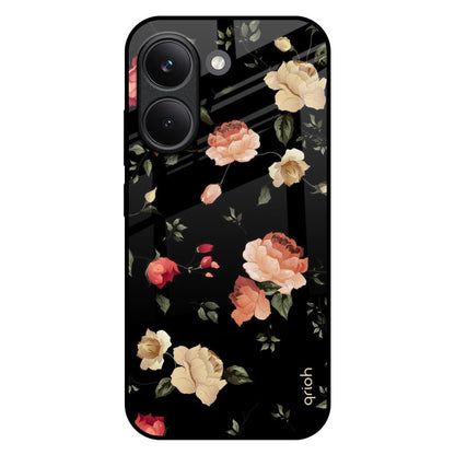 Black Spring Floral Poco X8 Pro 5G Glass Back Cover Online