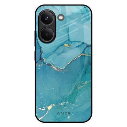 Blue Golden Glitter Poco X8 Pro 5G Glass Back Cover Online