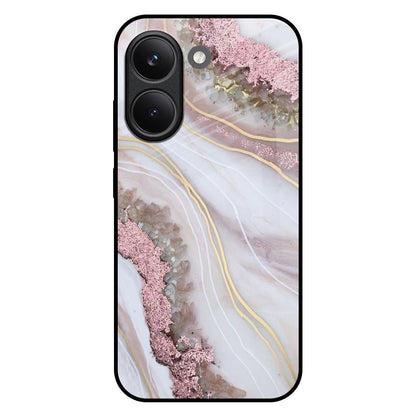 Pink & Gold Gllitter Marble Poco X8 Pro 5G Glass Back Cover Online