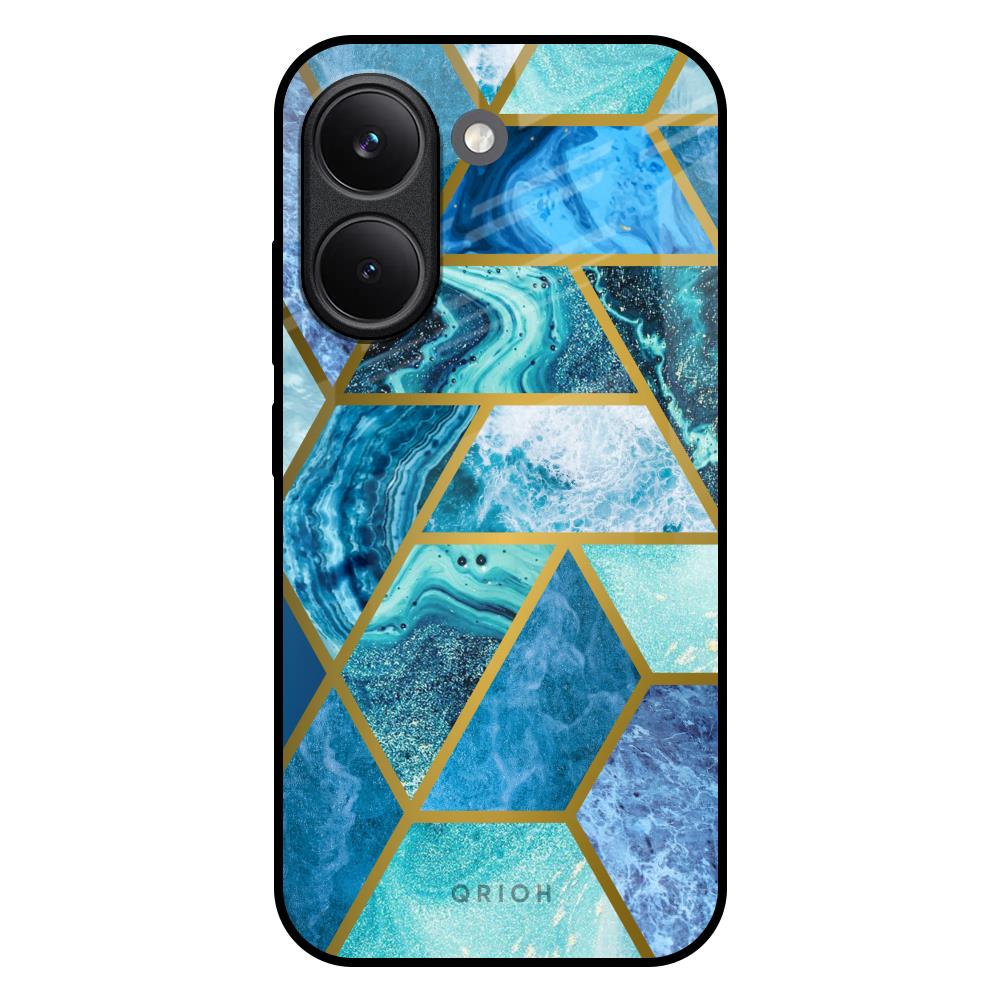 Turquoise Geometrical Marble Poco X8 Pro 5G Glass Back Cover Online