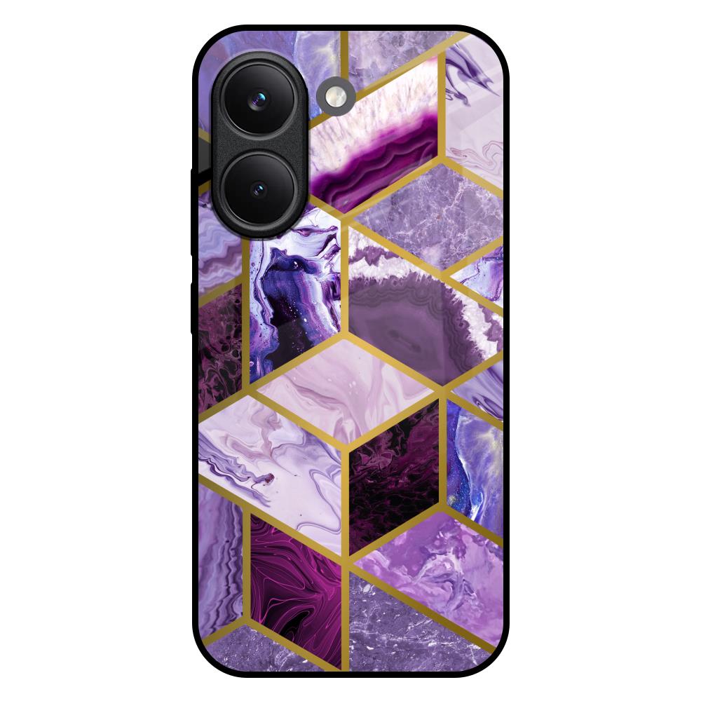 Purple Rhombus Marble Poco X8 Pro 5G Glass Back Cover Online