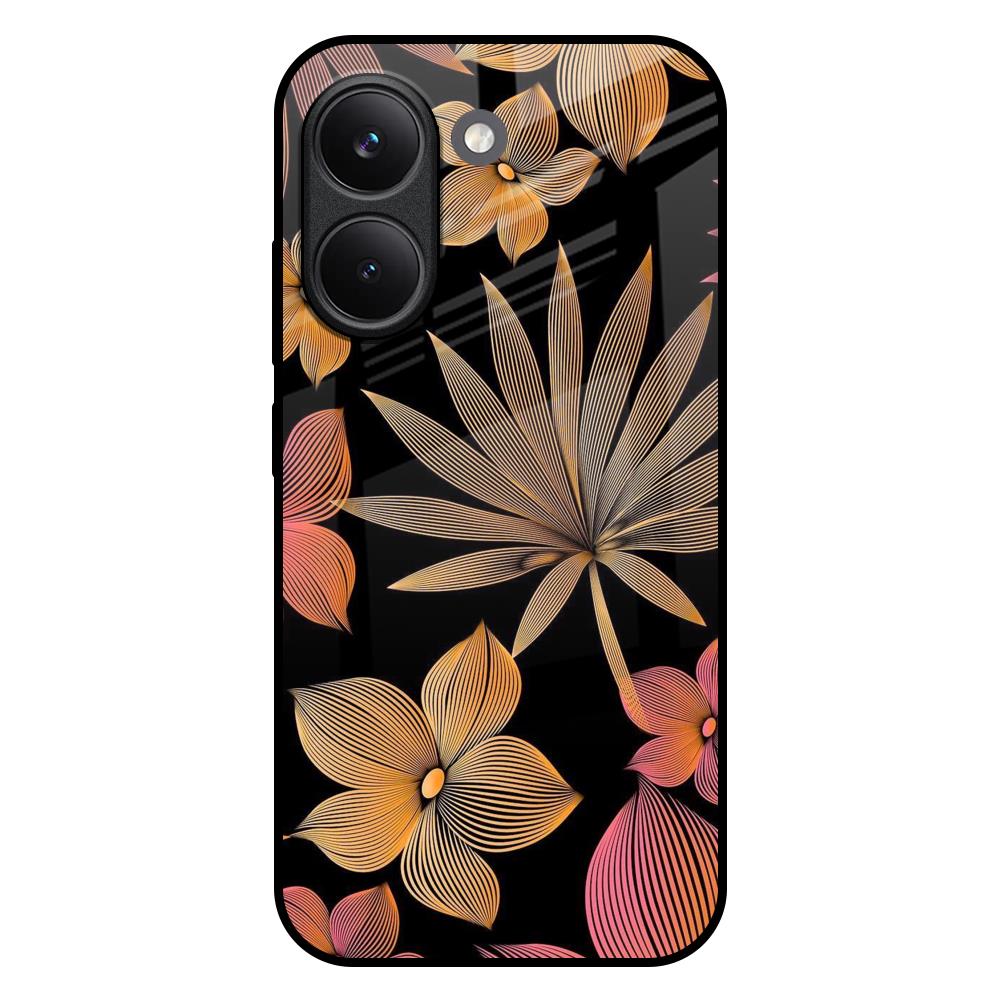 Lines Pattern Flowers Poco X8 Pro 5G Glass Back Cover Online