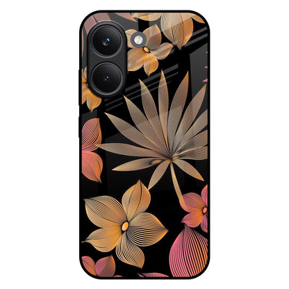 Lines Pattern Flowers Poco X8 Pro 5G Glass Back Cover Online