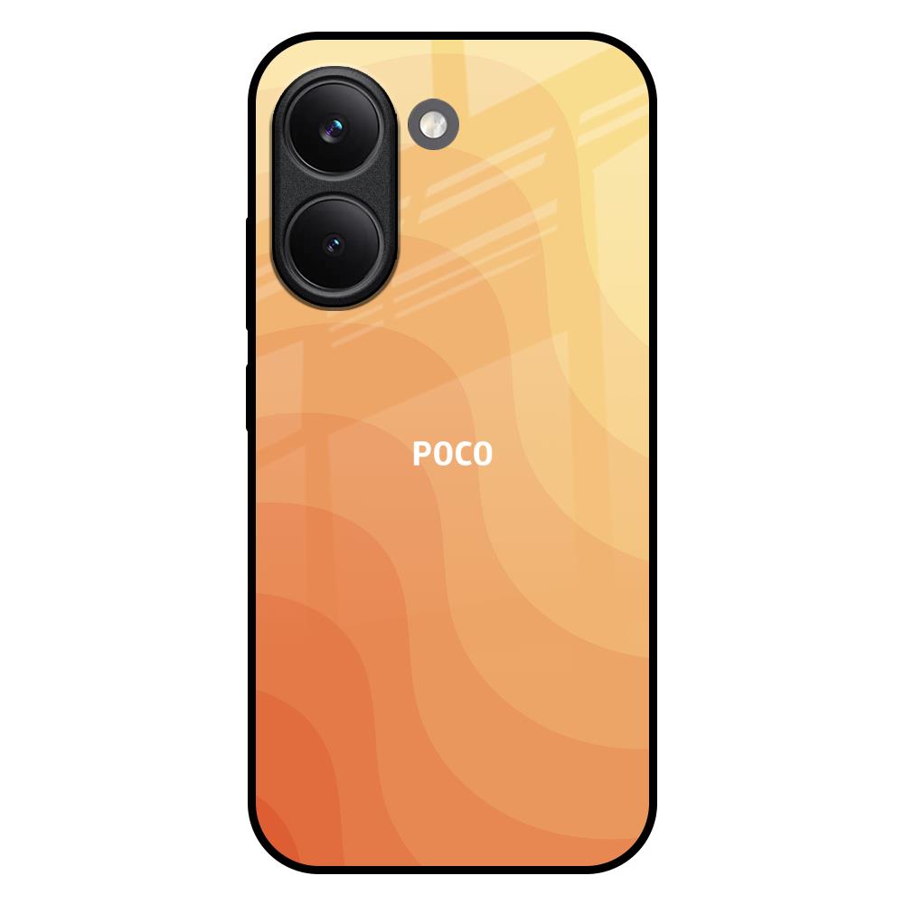Orange Curve Pattern Poco X8 Pro 5G Glass Back Cover Online