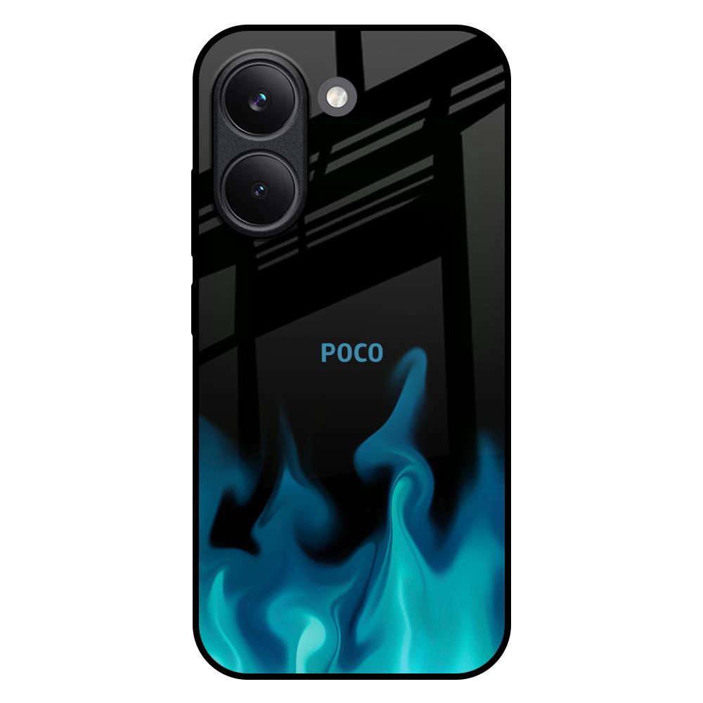 Teal Flames Poco X8 Pro 5G Glass Back Cover Online