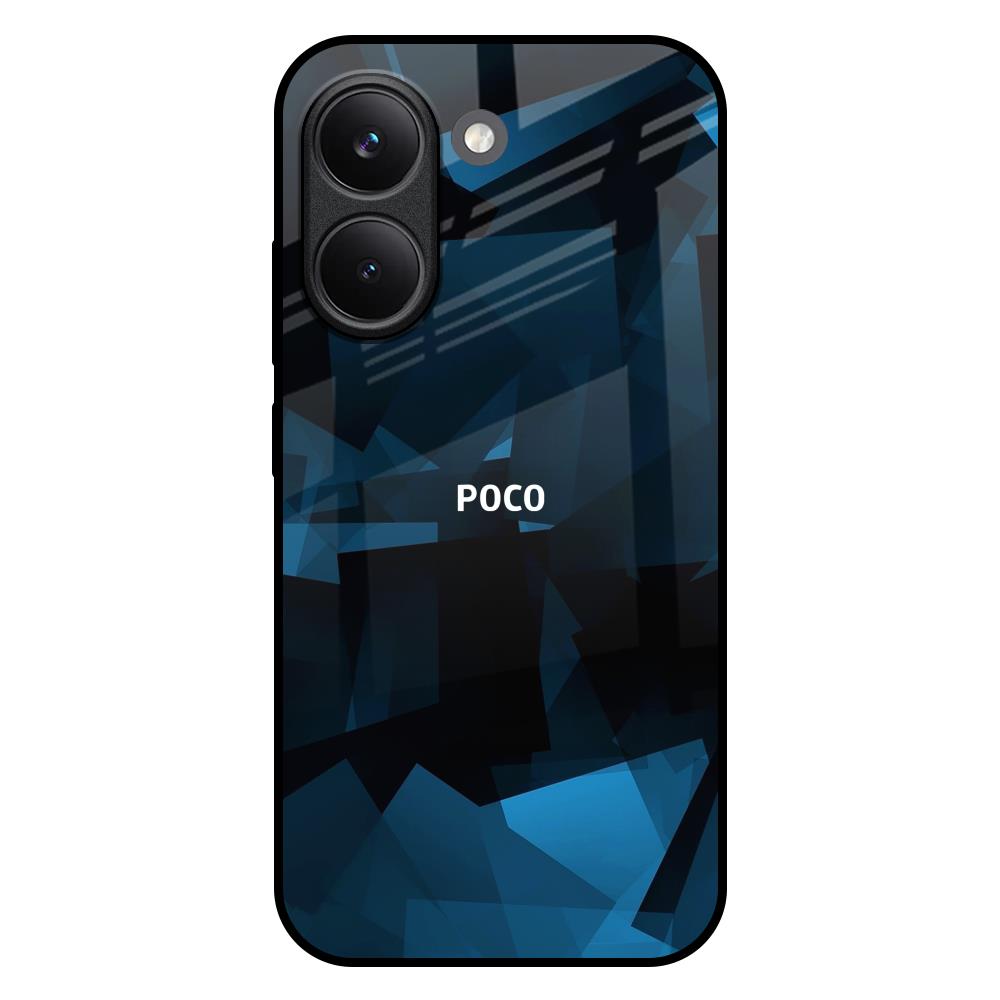 Polygonal Blue Box Poco X8 Pro 5G Glass Back Cover Online