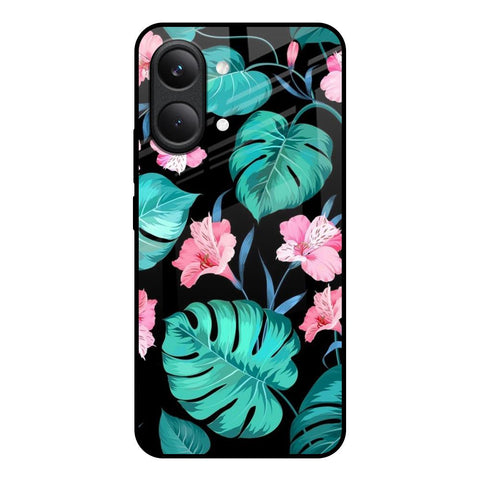 Tropical Leaves & Pink Flowers Poco X8 Pro max 5G Glass Back Cover Online