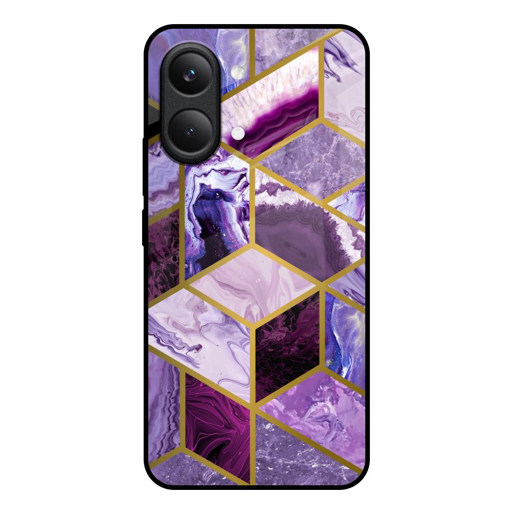 Purple Rhombus Marble Poco X8 Pro max 5G Glass Back Cover Online