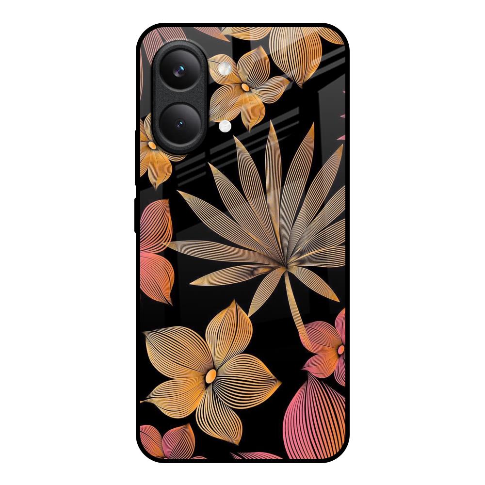 Lines Pattern Flowers Poco X8 Pro max 5G Glass Back Cover Online