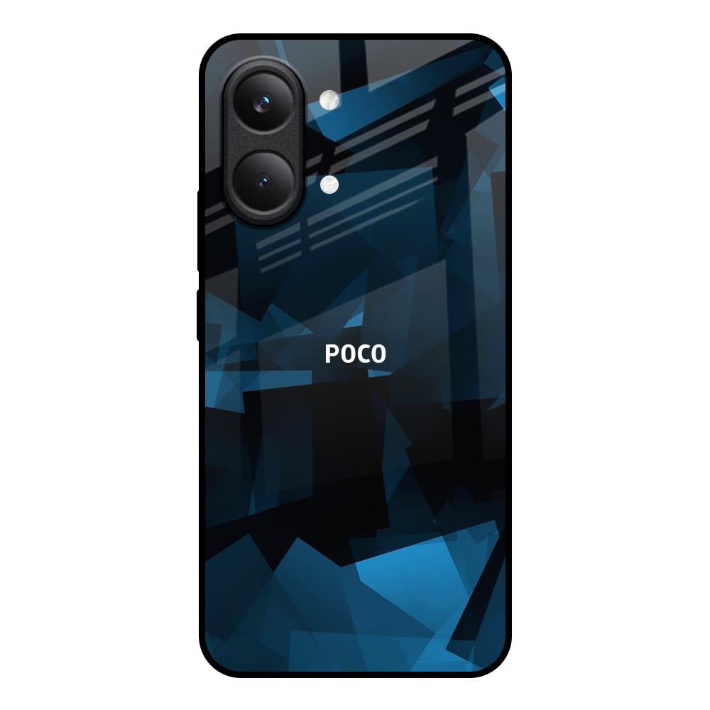 Polygonal Blue Box Poco X8 Pro max 5G Glass Back Cover Online