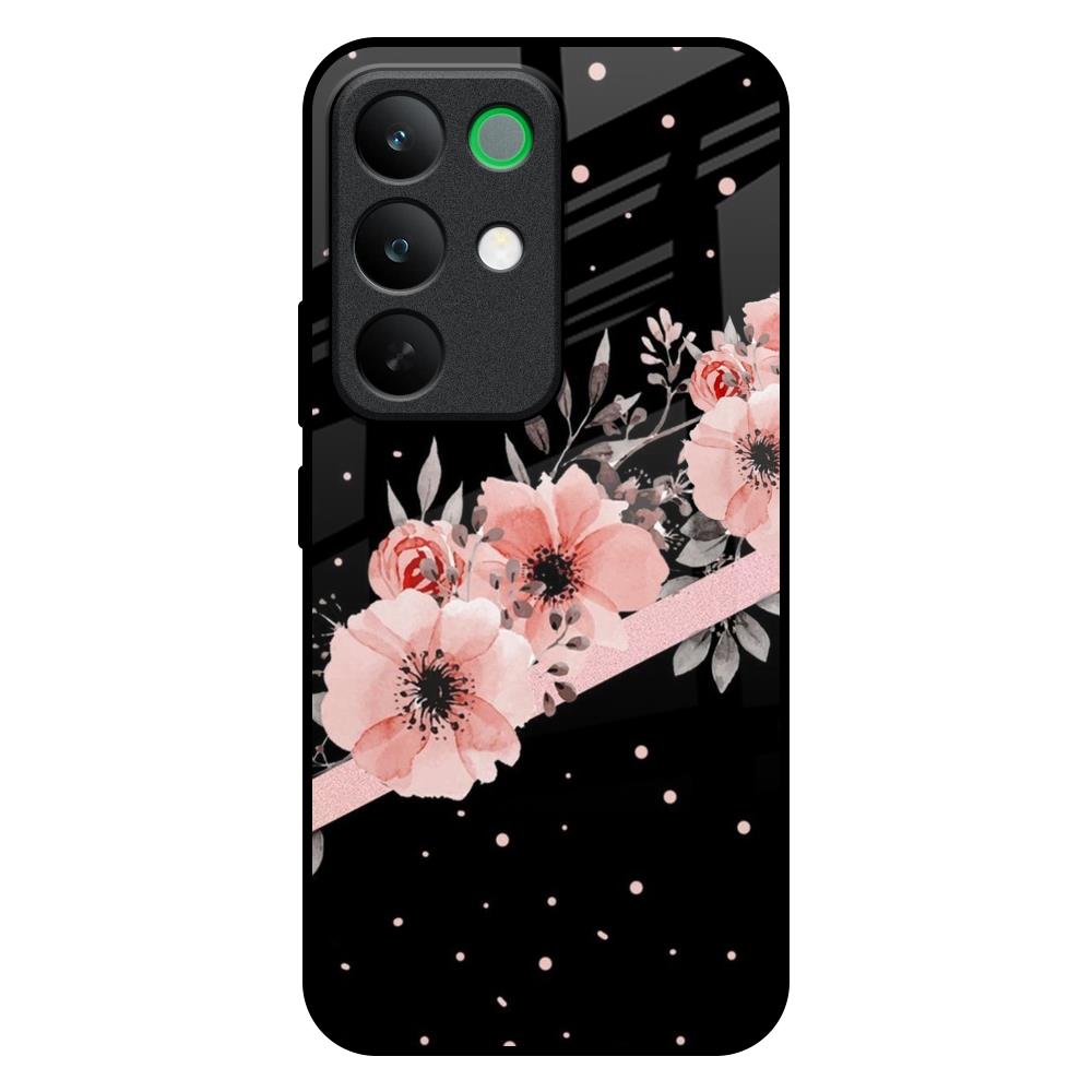 Floral Black Band Realme C85 5G Glass Back Cover Online