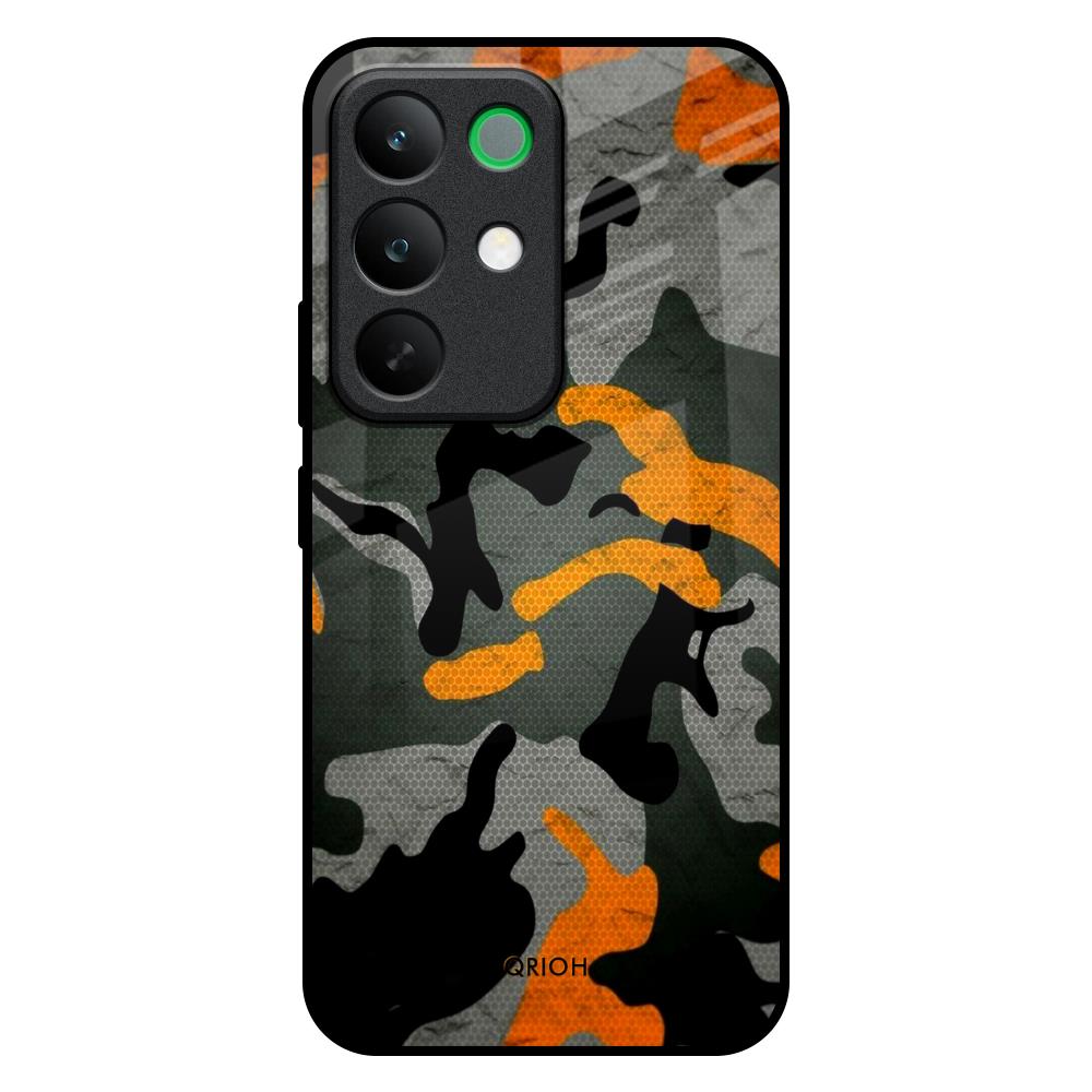 Camouflage Orange Realme C85 5G Glass Back Cover Online