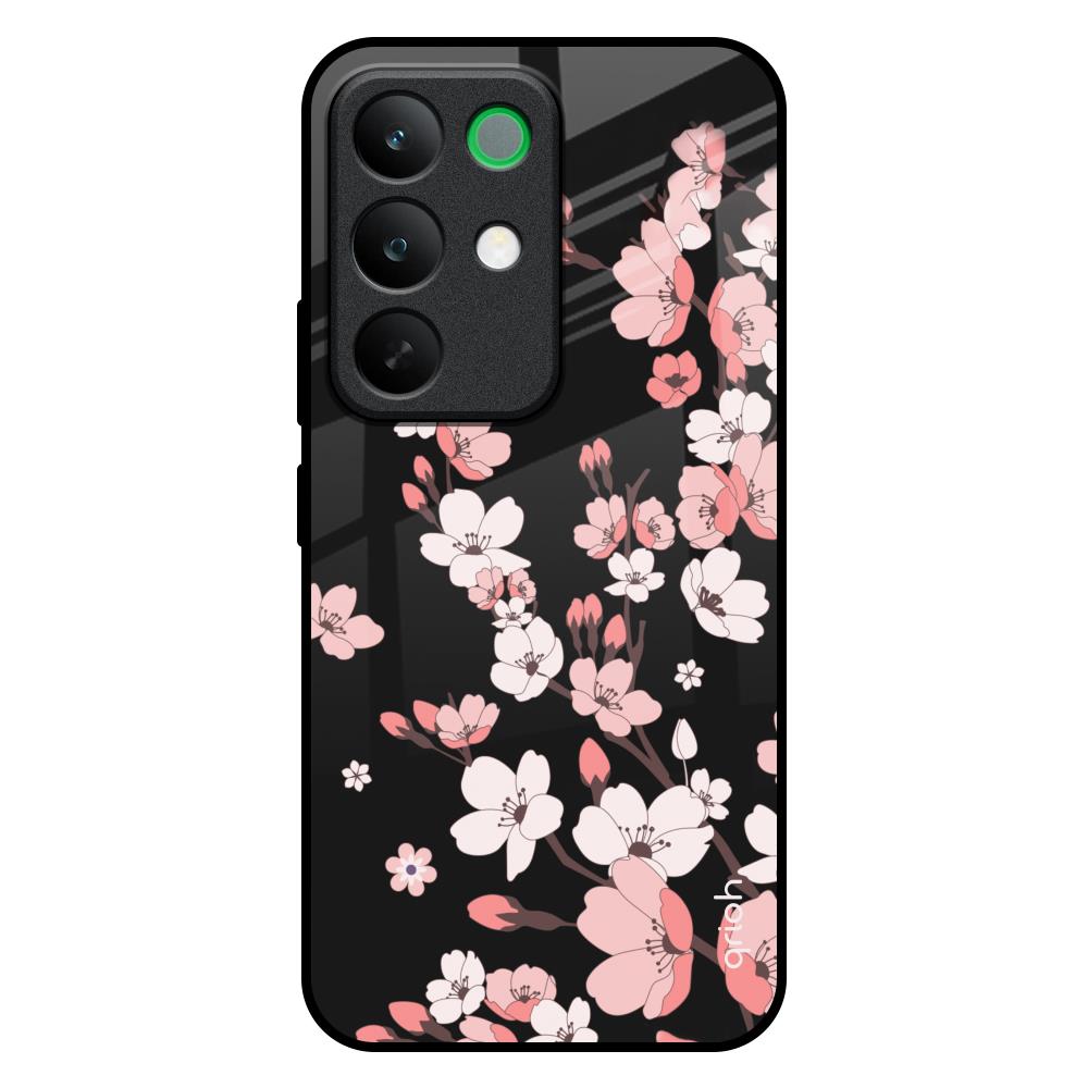 Black Cherry Blossom Realme C85 5G Glass Back Cover Online