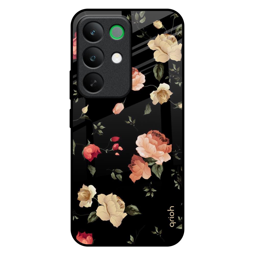 Black Spring Floral Realme C85 5G Glass Back Cover Online