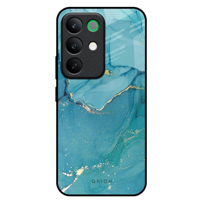 Blue Golden Glitter Realme C85 5G Glass Back Cover Online