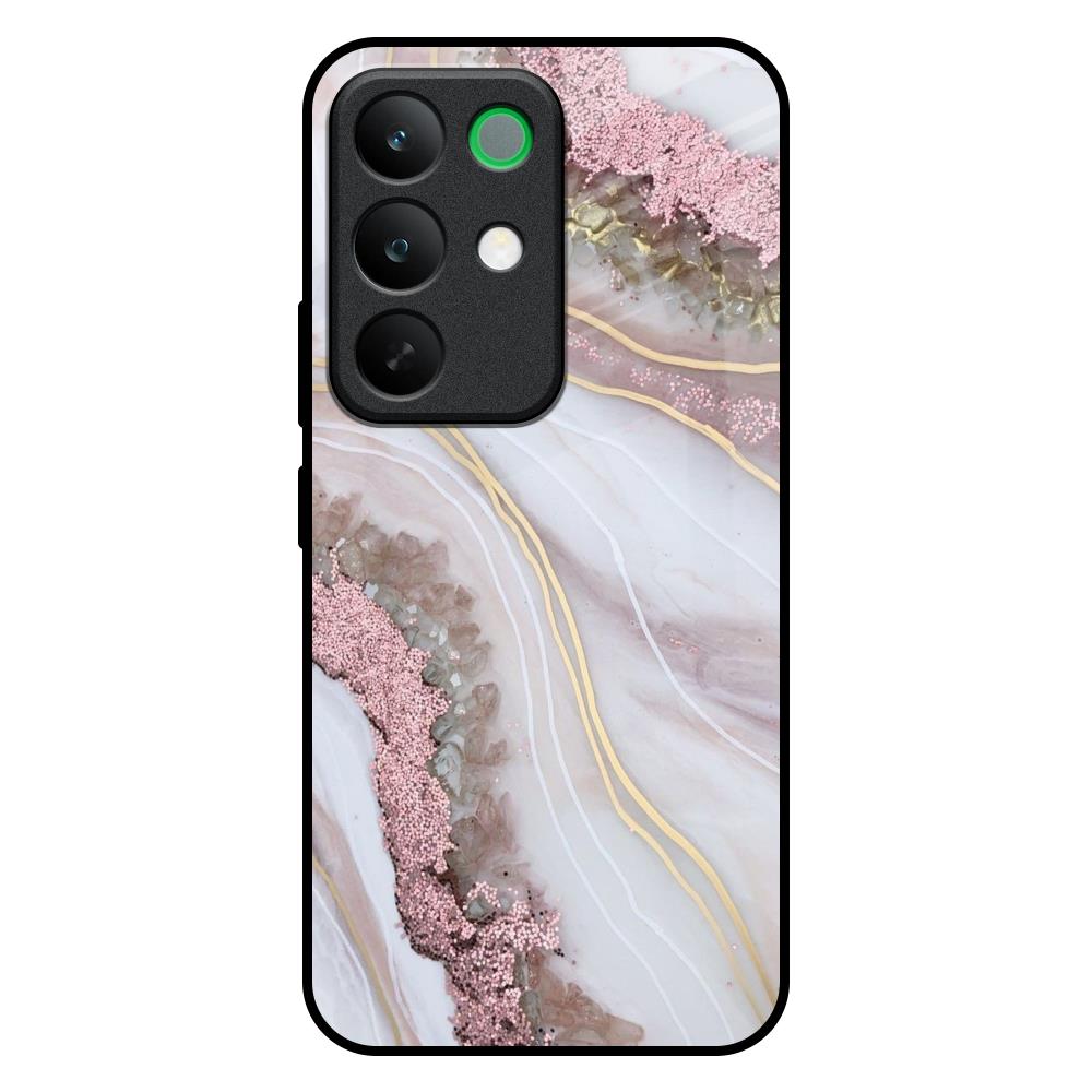 Pink & Gold Gllitter Marble Realme C85 5G Glass Back Cover Online