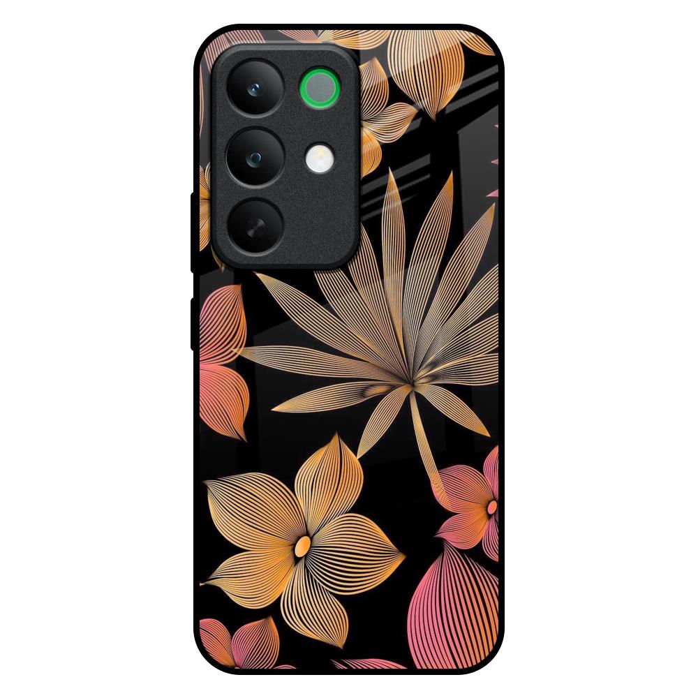 Lines Pattern Flowers Realme C85 5G Glass Back Cover Online