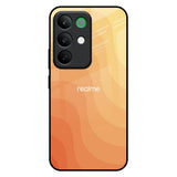 Orange Curve Pattern Realme C85 5G Glass Back Cover Online