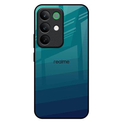 Green Triangle Pattern Realme C85 5G Glass Back Cover Online