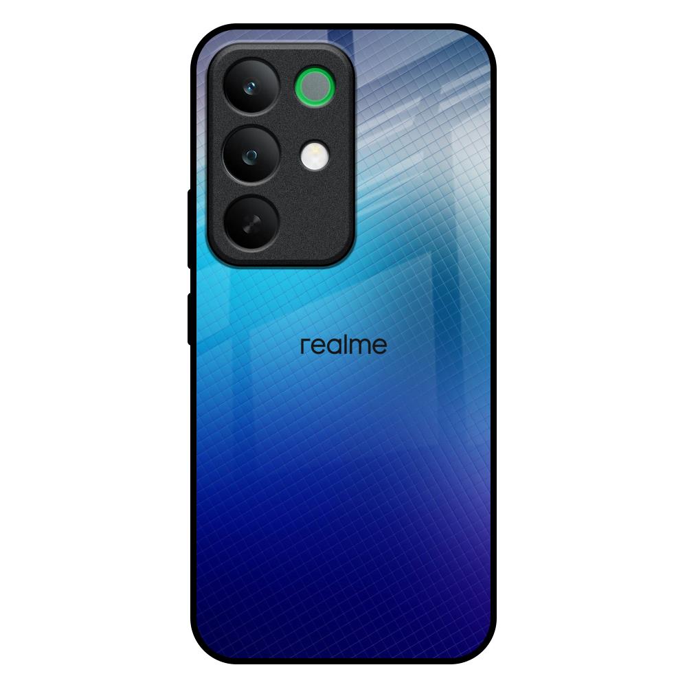 Blue Rhombus Pattern Realme C85 5G Glass Back Cover Online