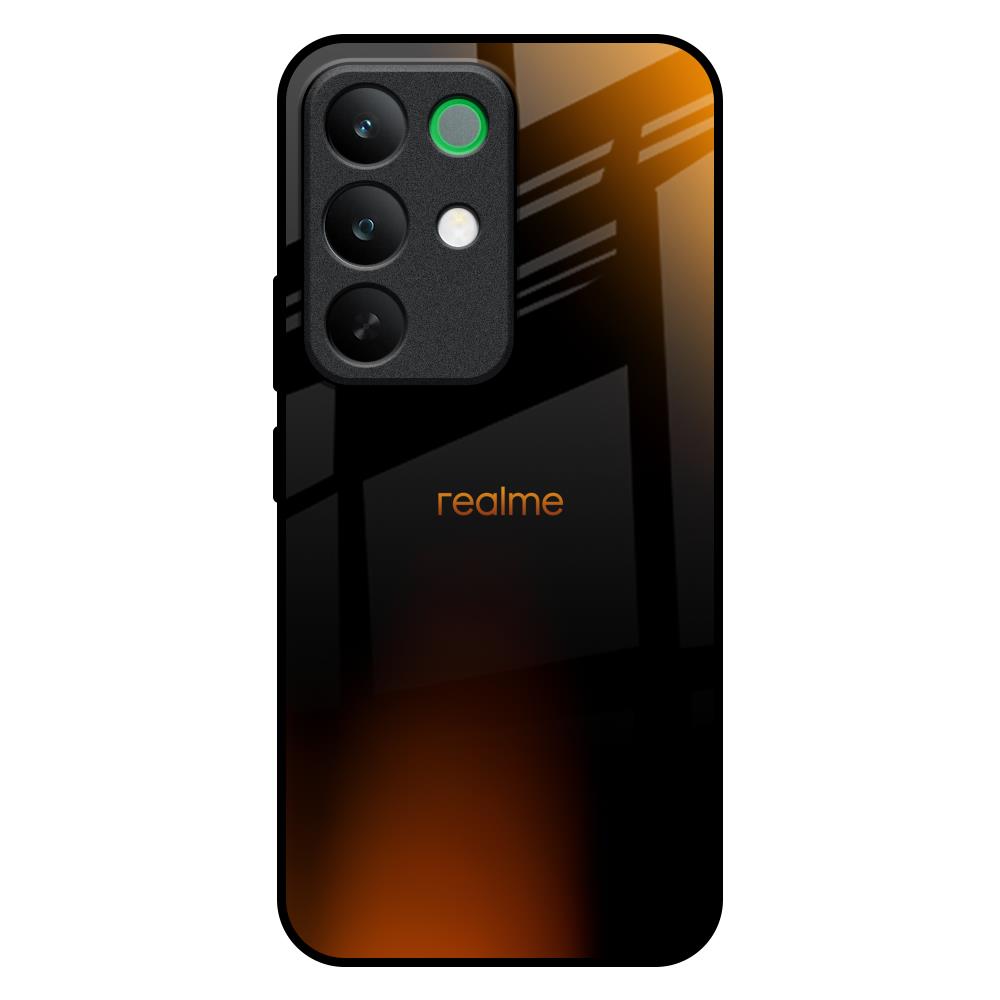 Orange Black Fusion Realme C85 5G Glass Back Cover Online