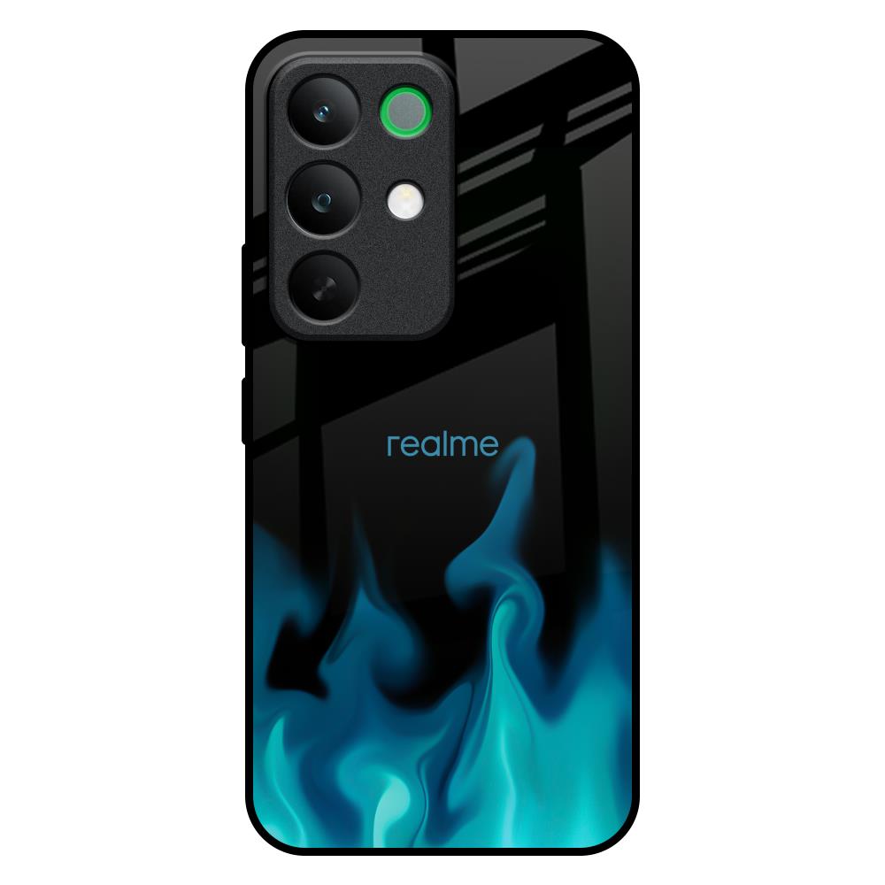 Teal Flames Realme C85 5G Glass Back Cover Online
