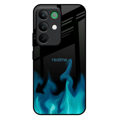 Teal Flames Realme C85 5G Glass Back Cover Online