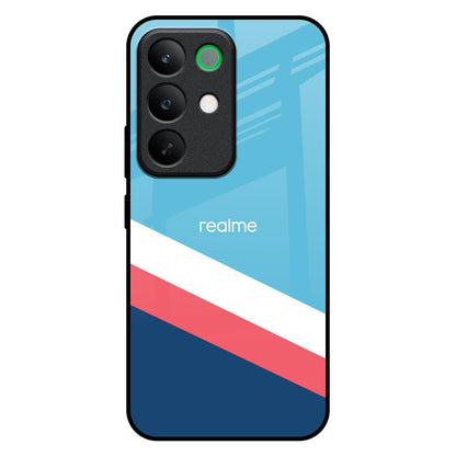 Pink & White Stripes Realme C85 5G Glass Back Cover Online