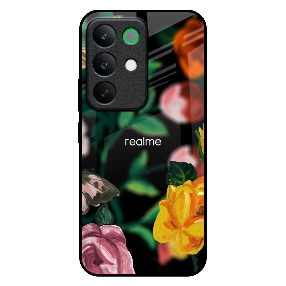 Flowers & Butterfly Realme C85 5G Glass Back Cover Online