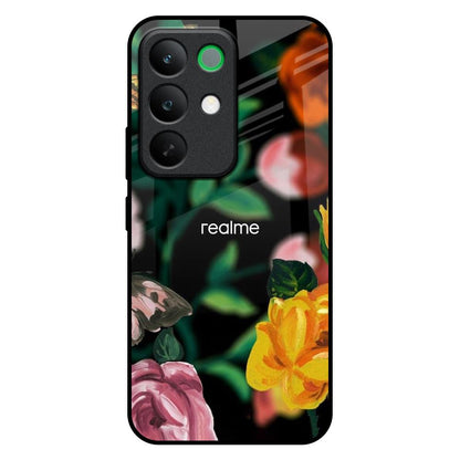 Flowers & Butterfly Realme C85 5G Glass Back Cover Online